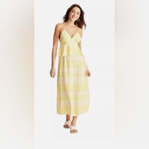 Future Collective Jenny Lopez (0) Yellow Empire Waist Maxi Long Summer Dress NWT